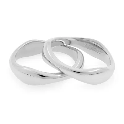 Cote Cache Women's Symmetry Stackable Wave Ring Set - Silver & Silver