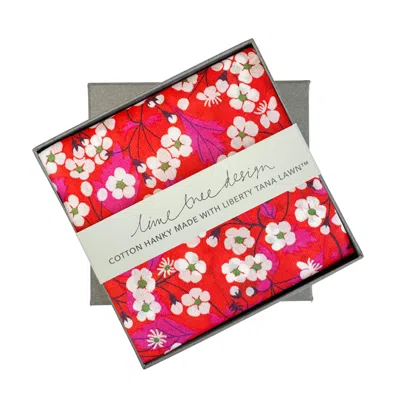 Lime Tree Design Men's Single Boxed Hanky Made With Liberty Fabric Pink Mitsi