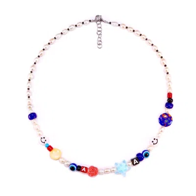 Mineralgems ✩ Studio Men's White Stars & Smiles Choker Wth Authentic Pearls