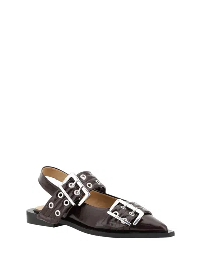 Ganni Ballerina With Buckle In Black