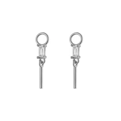 Outofoffice Women's Silver Single Baguette Pave With Bar