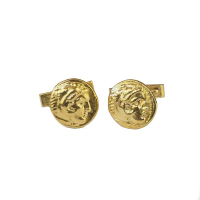 Simon Kemp Jewellers Men's Greek Coin Of Alexander The Great Eighteen Carat Gold On Silver Cufflinks