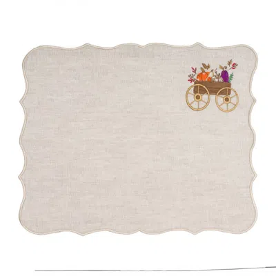 Km Home Collection Neutrals Autumn Basket Linen Placemats Set Of Two