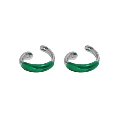 Bermuda Watch Company Women's Silver / Green Sian Green Enamel Ear Cuffs Set