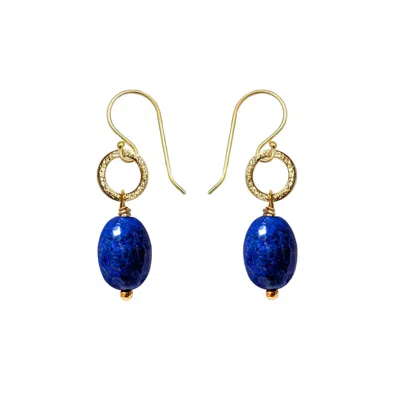 Mirabelle Jewellery Women's Blue Gita Oval Lapis Lazuli Drop Earrings