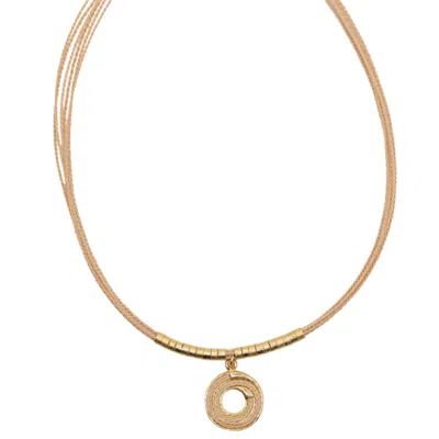 Nart Nature Making Art Women's Gold The Spiral Buriti Natural Fiber Necklace - Small