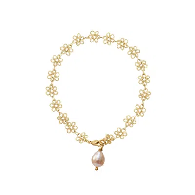 Mirabelle Jewellery Women's Gold / Pink / Purple Infinity Freshwater Pearl Bracelet