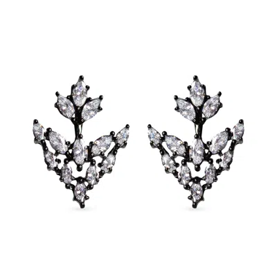 Sally Skoufis Women's Black / White Renaissance Cascade Earrings With Man Made White Cz Diamond Stimulant In Black In Multi