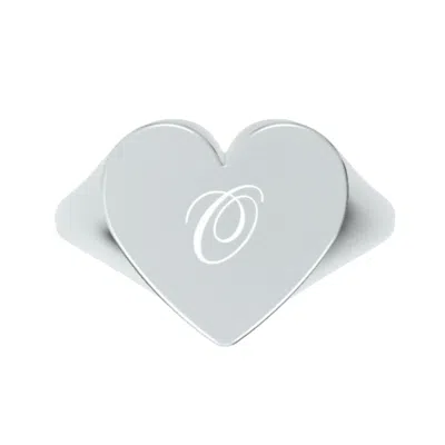 Unaloe Women's Custom Heart Shaped Chevalier Ring In Sterling Silver With -o- Initial