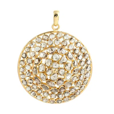 Artisan Women's Gold / White Uncut Diamond Designer Pendant In Yellow Gold