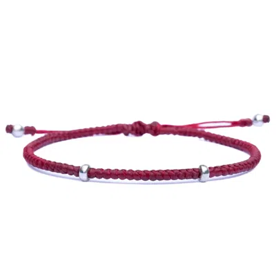 Harbour Uk Bracelets Red Minimalist Mens Rope Bracelet With Sterling Silver - Equilibrium