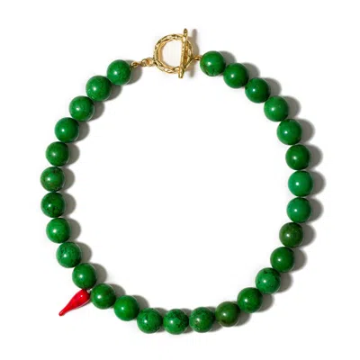 Kybele Studio Women's Green / Red Napoli Heat Necklace With Chrysoprase & Glass Chili Pepper