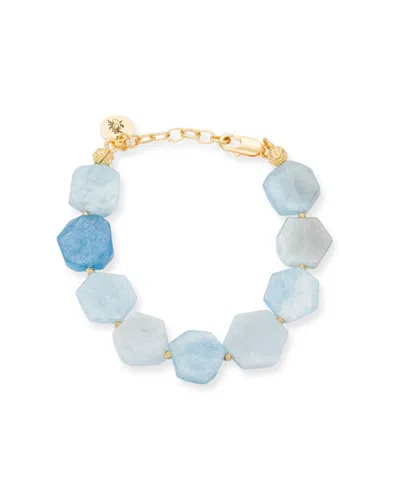 Kybele Studio Women's Gold / Blue Ocean Bliss Bracelet With Hexagonal Aquamarine