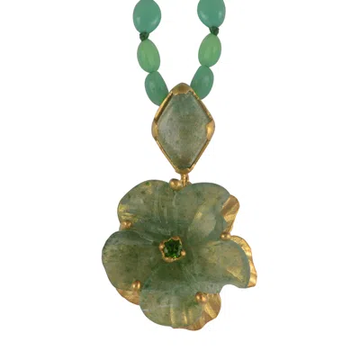 Emma Chapman Jewels Women's Green The Rosa Strawberry Onyx Flower Pendant