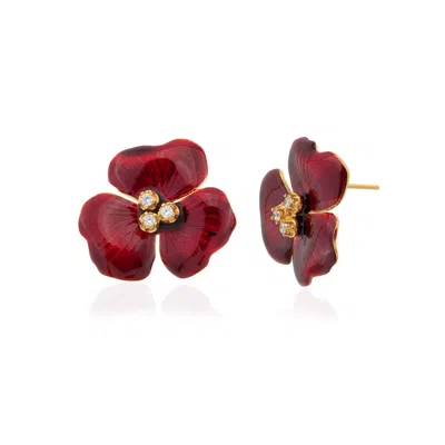 Milou Jewelry Women's Trillium Flower Earrings - Red