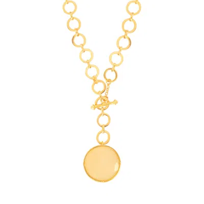 Lila Rasa Women's Gold / White Sparkling White Crystal Pendant With Loop Chain & T Lock