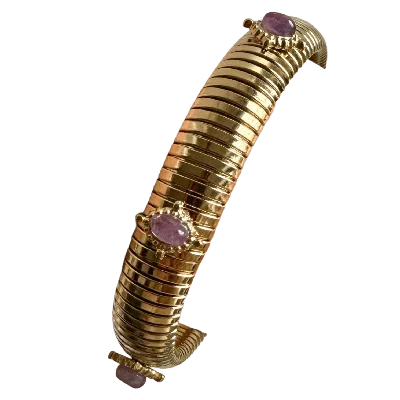 Laura Gray Women's Small Amethyst Gold Omega Bracelet