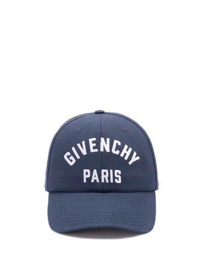 Givenchy Men Baseball Cap With Embroidered Logo In Blue