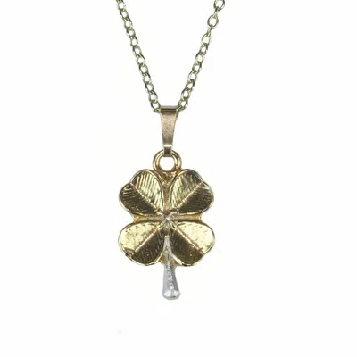 Simon Kemp Jewellers Women's Lucky Four Leaf Clover Pendant Eighteen Carat Gold On Sterling Silver