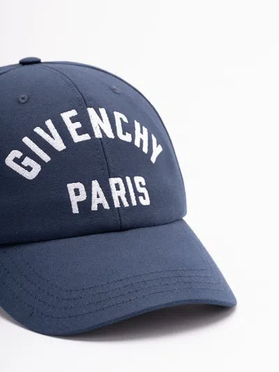 Givenchy Men Baseball Cap With Embroidered Logo In Blue