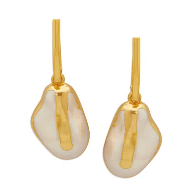 Dhwani Bansal Women's Gold / White Gold Kora Drop Earrings With Baroque Pearls