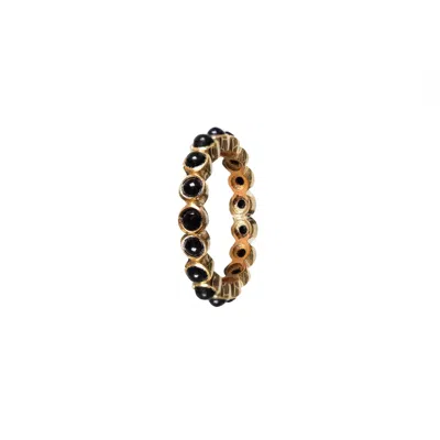 Mirabelle Jewellery Women's Black / Gold Eternity Black Onyx Cabochon Vermeil Ring