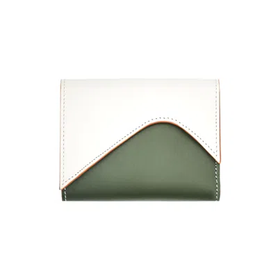 Absurde Women's White / Green / Brown Mountain Off White And Green Leather Trifold Wallet