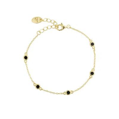 Beyjou Women's Gold / Black Mini Gem Chain Bracelet - Black Agate