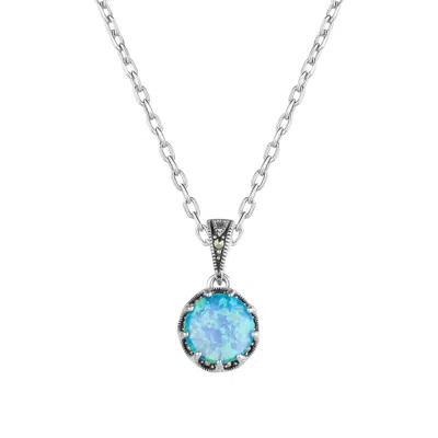 Spero London Round Opal High Quality Sterling Silver Pendant Necklace
