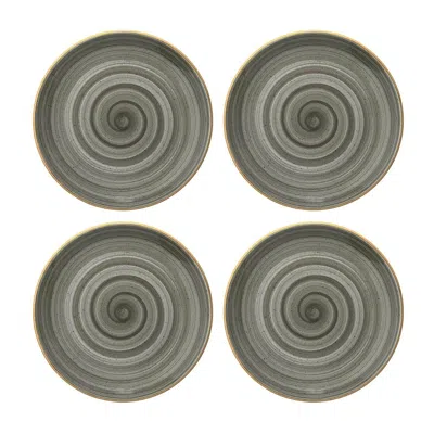 Turgla Home Space Round Grey Porcelain Plate Set Of Four