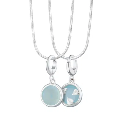 Lily Charmed Women's Sterling Silver Blue Agate Healing Stone Necklace With Round Snake Chain - Confidence Charm 