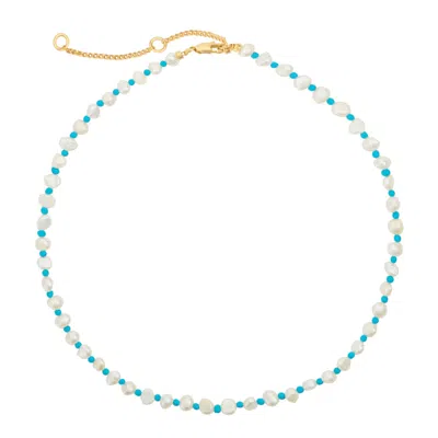 Arctic Fox & Co. Women's Blue / Gold Turquoise And Baroque Pearl Necklace In Multi