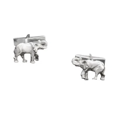 Simon Kemp Jewellers Men's Elephant Cufflinks In Sterling Silver
