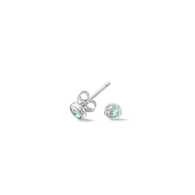 Dower & Hall 3mm Aquamarine Dewdrop Studs In Metallic