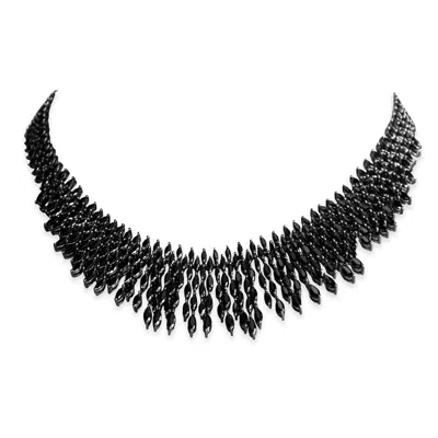 Sally Skoufis Women's Renaissance Cascade Necklace With Man Made Cz Diamond Stimulant In Premium Black Rhodium