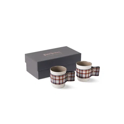 Esma Dereboy Grey / Neutrals Winter Square Espresso Cup Set Of Two Ivory Rock Colour