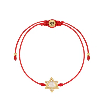 Karma And Luck Women's Red / White Divinely Blessed Mother Of Pearl Star Of David Red String Bracelet