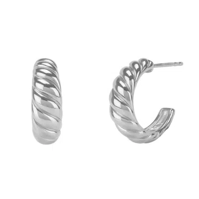 Bermuda Watch Company Women's Annie Apple Milly Sterling Silver, Croissant Hoop Earrings