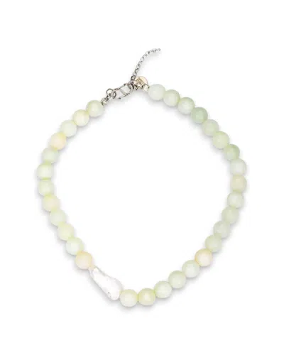 Kybele Studio Women's White / Silver / Green Bonbon Necklace With Jade & Pearl Accent