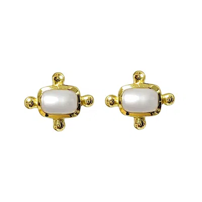 Mirabelle Jewellery Women's Gold / White Beatriz Pearl Stud Earrings