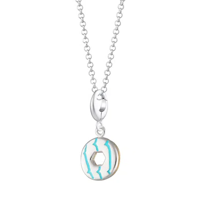 Lily Charmed Women's Silver / Gold / Blue Sterling Silver Party Ring Charm Necklace With Turquoise Enamel - Biscu
