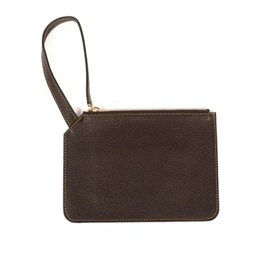 Sjw Bags London Women's Brown Marissa Leather Clutch/wristlet- Dark Chocolate