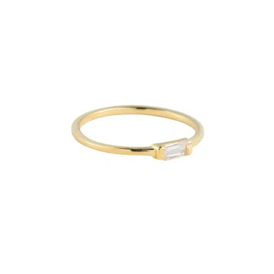 Beyjou Women's Gold / White Mini Baguette Ring - White Topaz