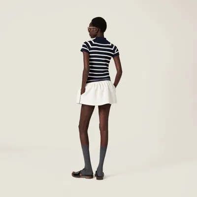 Miu Miu Striped Mock Turtleneck Sweater In Black