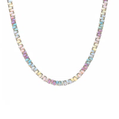 La Kaiser Women's Silver Opal Dancing Dreams Tennis Necklace