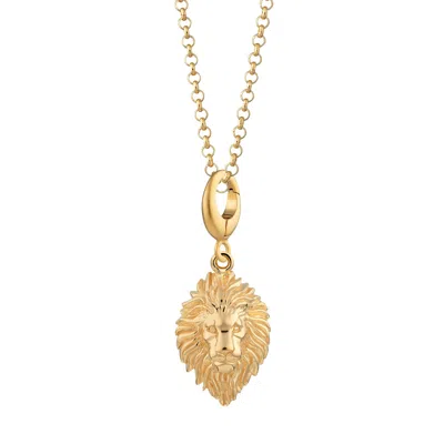 Lily Charmed Women's Gold Plated Lion Head Zodiac Charm Necklace