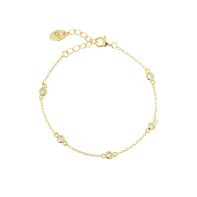 Beyjou Women's White / Gold Mini Gem Chain Bracelet - White Topaz