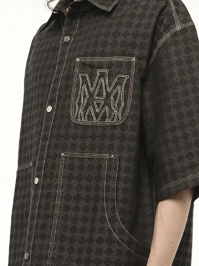 Amiri Men's Ma Quad Work Shirt In Gray