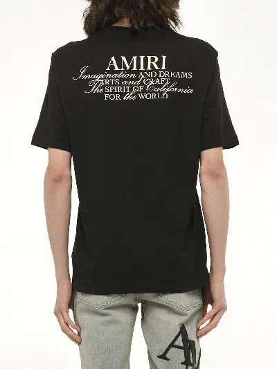 Amiri Black Crewneck T-shirt With Logo Patch On The Front And Maxi Logo Print On The Rear