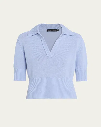 Proenza Schouler Reeve Cotton Knit Polo Shirt In Light Blue